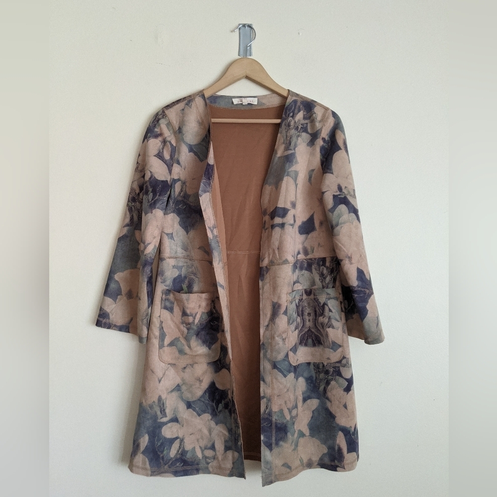 Solitaire for Anthropologie Floral Faux Suede Jacket | Size S |